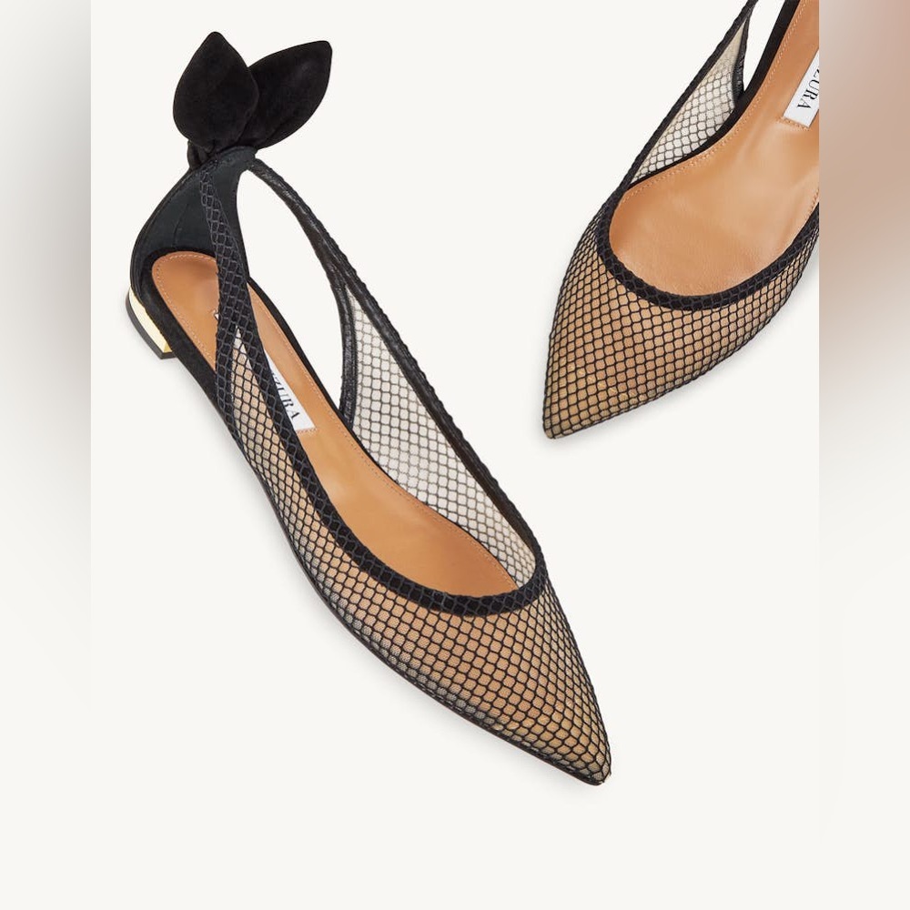 Aquazzura Bow Tie Mesh Ballet Flats